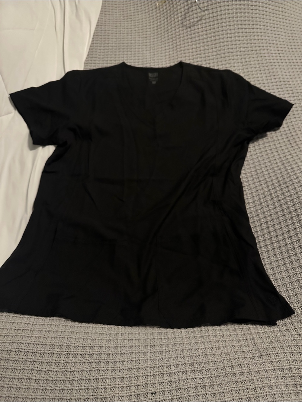 Med Couture Black V-Neck Short Sleeve Top